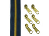 2m Endlosreißverschluss metallisiert dunkelblau/gold + 6 Zipper