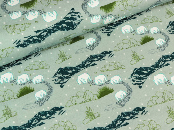 Baumwolljersey Kimi Eisbärwanderung hellgrau-dunkelblau