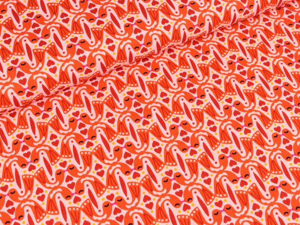 Baumwollstoff Kissing Birds rosa