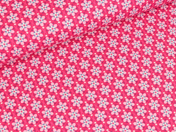 Baumwoll-Webware Julia Blumenkreise pink