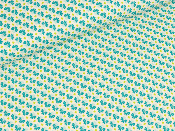 Baumwoll-Webware Julia Kleeblätter petrol