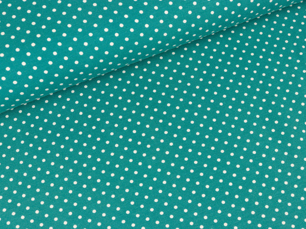 Baumwolljersey Verena Pünktchen weiß auf Smaragd