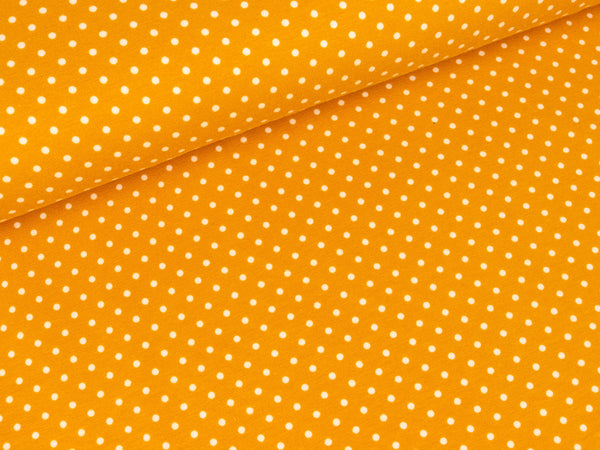 Baumwolljersey Verena Pünktchen weiß auf Senfgelb