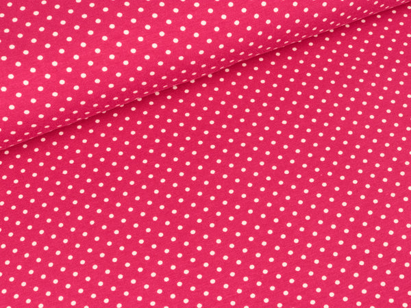 Baumwolljersey Verena Pünktchen weiß auf Pink