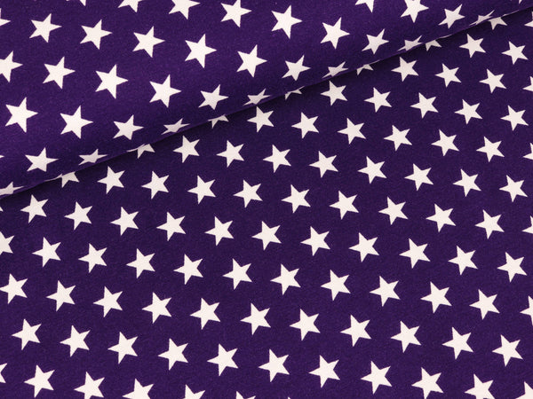 Baumwolljersey Verena Kleine Sterne weiß auf Violett