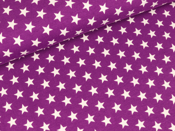 Baumwolljersey Verena Kleine Sterne weiß auf Helllila