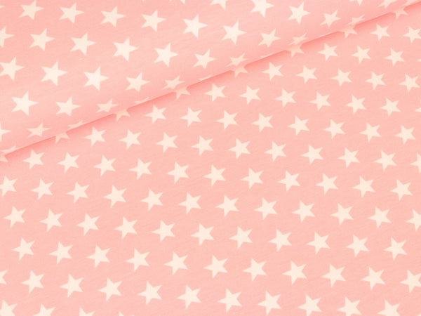 Baumwolljersey Verena Kleine Sterne weiß auf Rosa