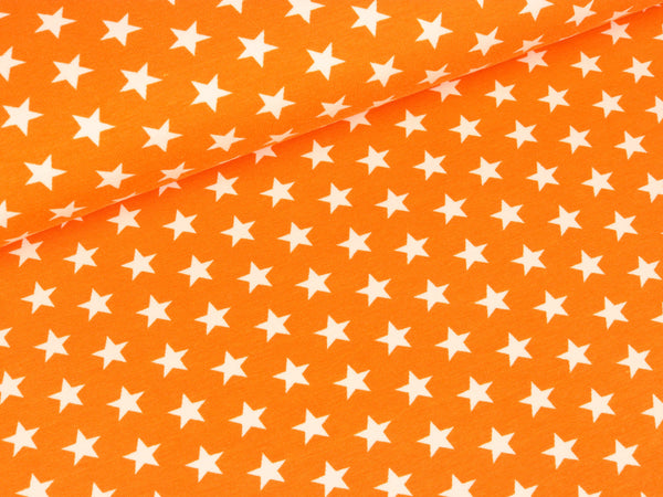 Baumwolljersey Verena Kleine Sterne weiß auf Orange