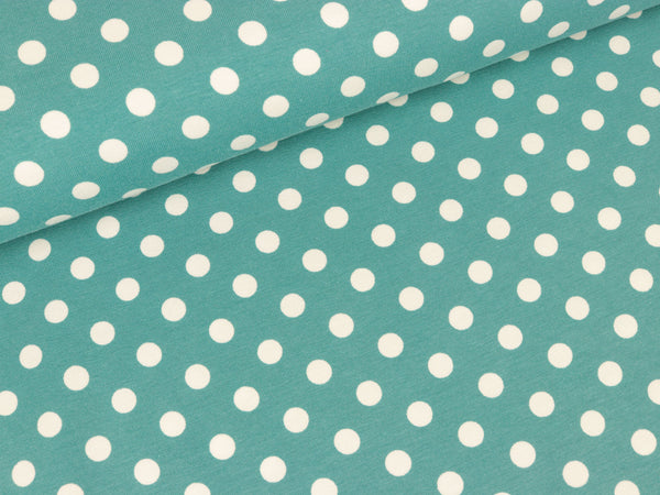 Baumwolljersey Verena Punkte weiß auf Oldmint