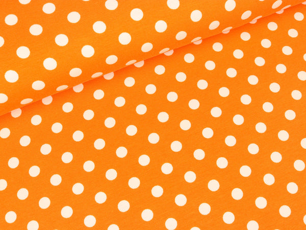 Baumwolljersey Verena Punkte weiß auf Orange