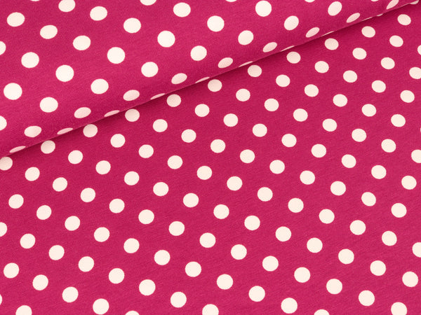 Baumwolljersey Verena Punkte weiß auf Erika