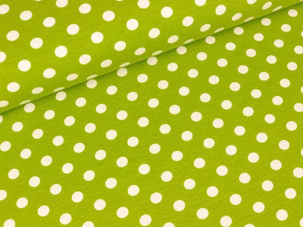 Baumwolljersey Verena Punkte weiß auf Kiwi