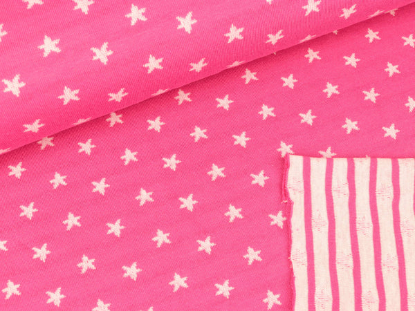 Doubleface Jaquard Jersey Sternenliebe ortensia-weiß