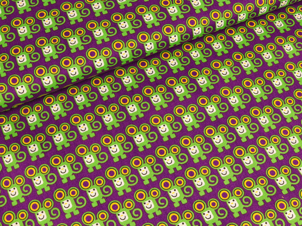 Baumwollpopeline Kleine Mäuse auf Lila