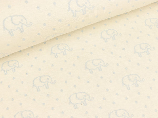 Doubleface Jaquard Jersey Elephant Love meringa-tropico