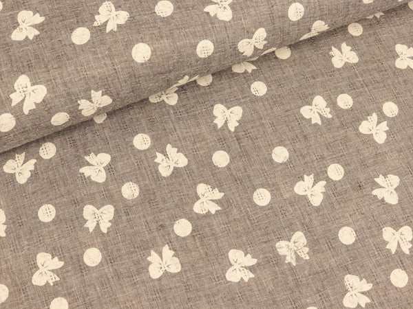 Webware Ajourmuster Schleifen weiß auf Grau