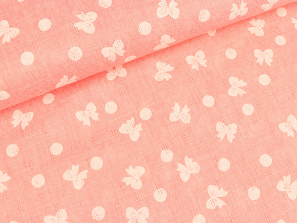 Webware Ajourmuster Schleifen weiß auf Candlelight peach