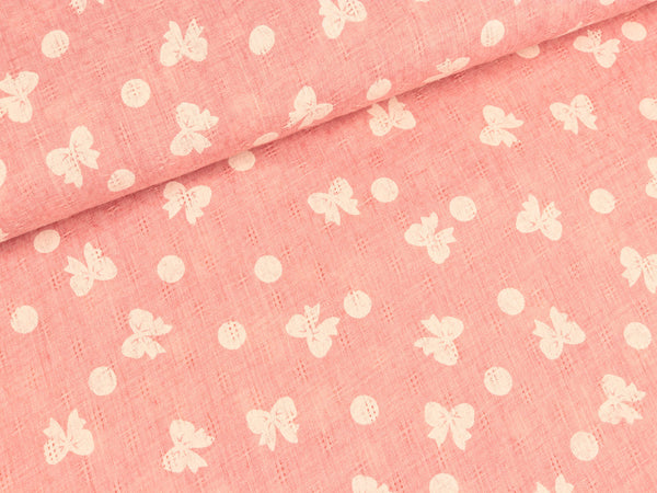 Webware Ajourmuster Schleifen weiß auf Rosa