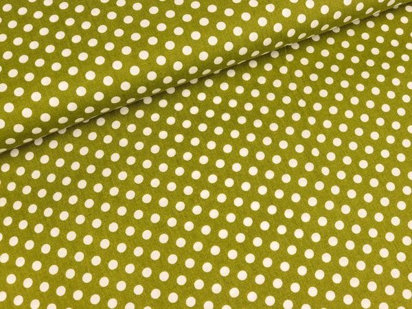 Stenzo Baumwollpopeline  Punkte weiß auf Oliv