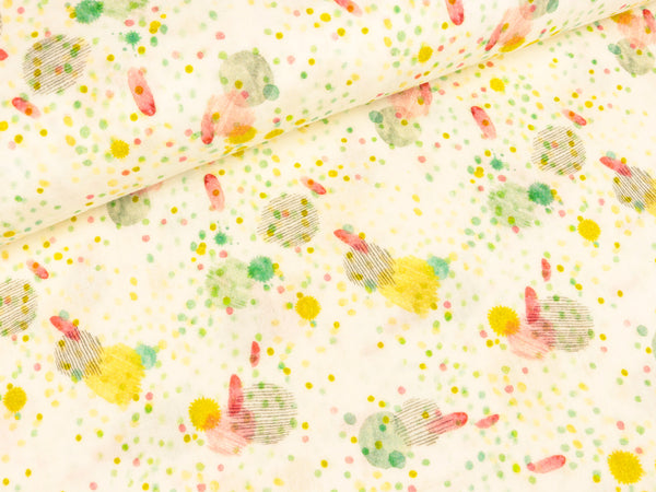 Baumwoll Double Gauze Miriam Wasserfarbenkleckse gelb-bunt