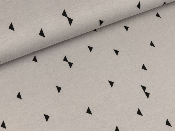 Viscosejersey Pauline Dreiecke schwarz auf Hellgrau