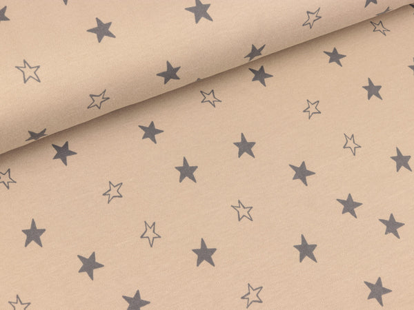 Interlock Sterne grau-beige