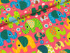 Baumwolljersey Bunte Elefanten auf Himbeere