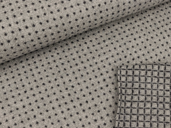 Doubleface Wollstoff Giada hellgrau-schwarz