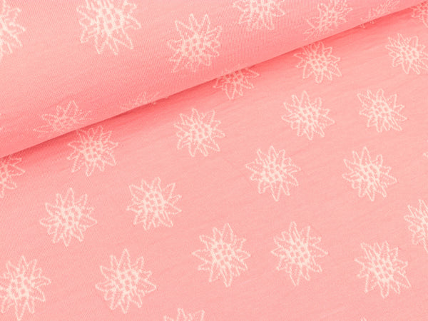 Jacquard-Jersey Edelweiß rosa scuro-weiß
