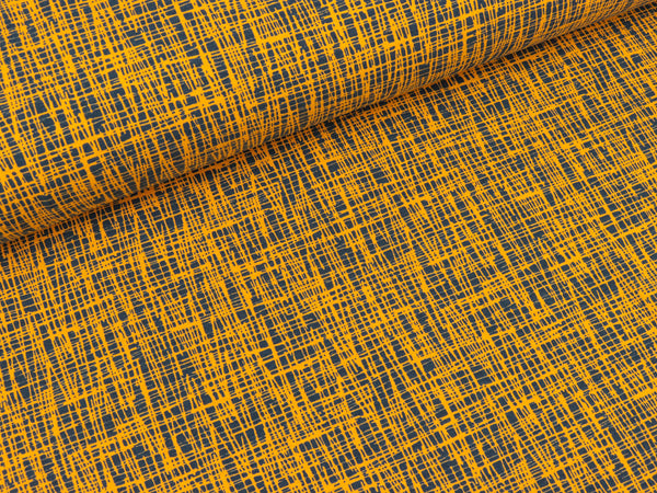 Baumwolljersey Vera Criss Cross senfgelb-jeansblau