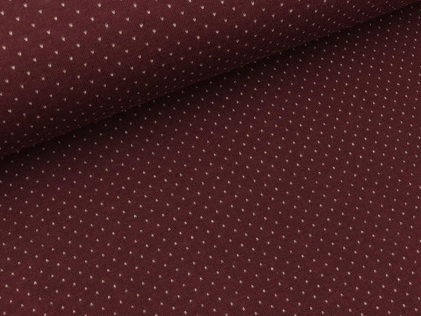 Jacquard-Jersey Minipünktchen bordeaux-weiß