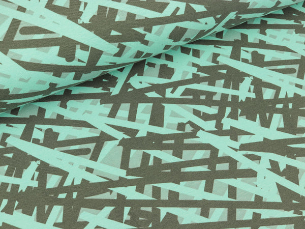 Baumwollsweat Scrawl over mint-grau by Petra Laitner