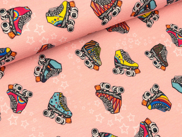 Leichter Baumwollsweat Retro Skates rosa-bunt by Lila-Lotta