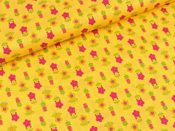 Baumwollstoff BunteBlümchen auf Apricot