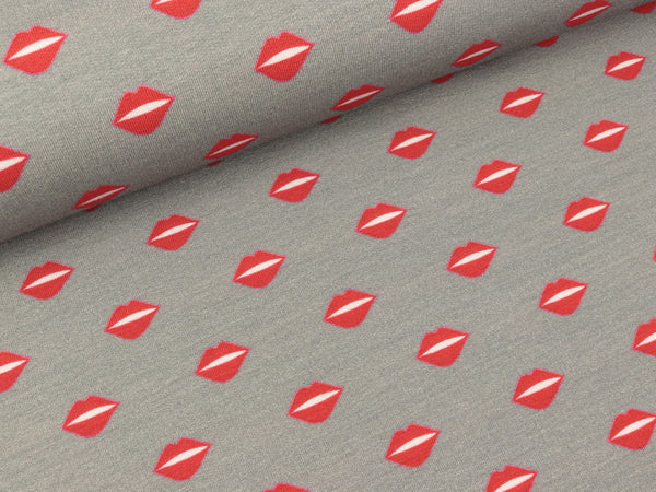 Modalsweat Kiss petite hellgrau-rot by Cherry Picking