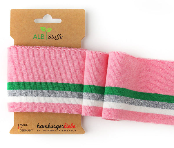 Cuff Me GLAM Bündchen rosa scuro-verde erba-silber-meringa
