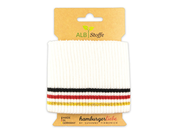 Cuff Me WM Ripped Bündchen weiß-schwarz-rot-gold