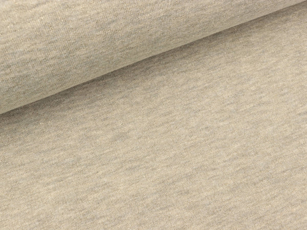 Baumwollsweat sand meliert mit goldenem Glitzer