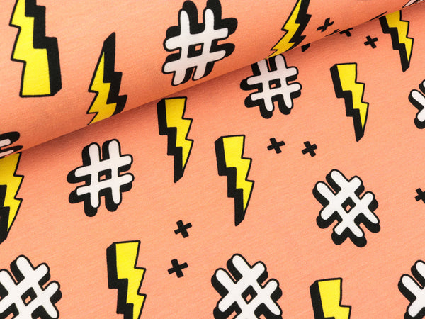 Hamburger Liebe Baumwolljersey Mono Hashtag nude