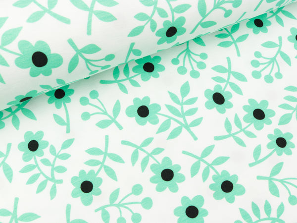 Hamburger Liebe Baumwolljersey Mono Flower weiß