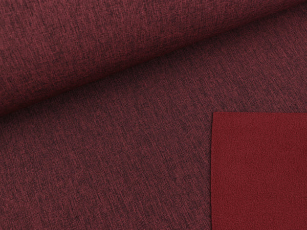Reststück 49cm - Softshell bordeaux-schwarz meliert