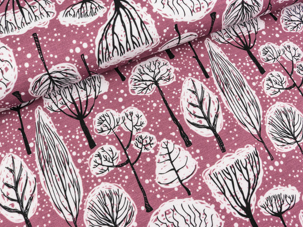 French Terry Patty Winterlandschaft mit Bäumen beere