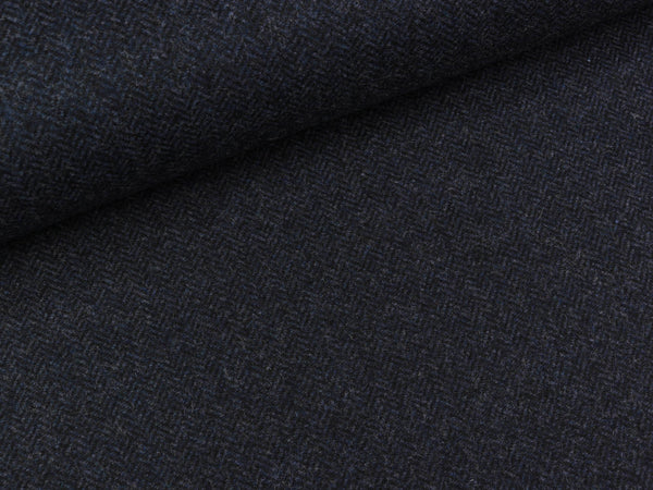 Tweed Massimo Fischgrätmuster tiefblau-schwarz