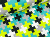 Reststück 29cm - Baumwollsweat Crazy Shapes Pluszeichen kiwi-türkis by Lycklig Design