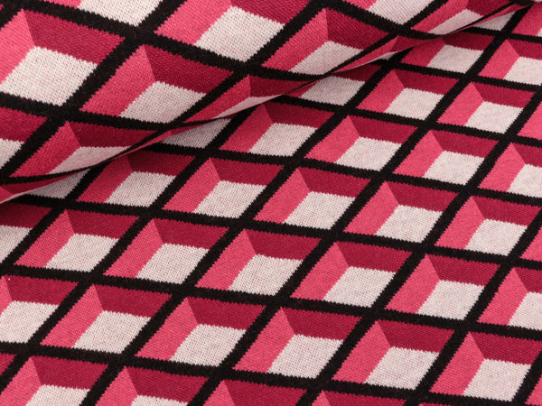 Hamburger Liebe 4 Farb-Jacquardjersey Check Point Honey Comb schwarz-prugna-azalea-winterweiß