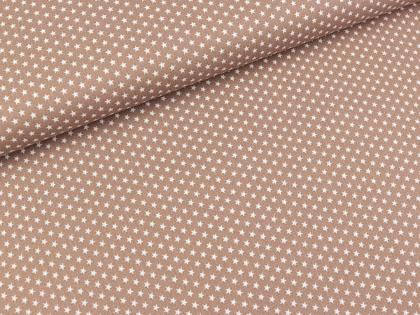 Baumwollstoff Mini Stars weiß auf Beige