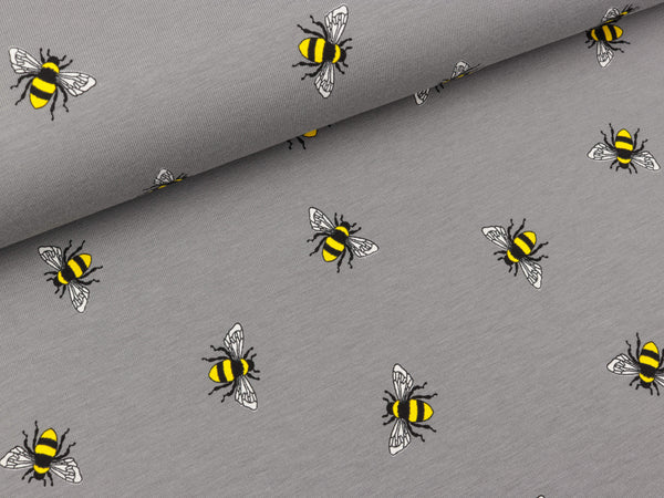 Baumwolljersey Bee grau