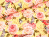 Reststück 47cm - Baumwolljersey Jonne Rosen mit Schmetterlingen und Vögeln bunt auf Vanille