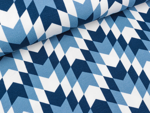 Modalsweat New York dunkelblau-rauchblau-weiß by Lila-Lotta FS19