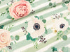 Reststück 25cm - Baumwolljersey Roses auf pastellgrün-creme gestreift